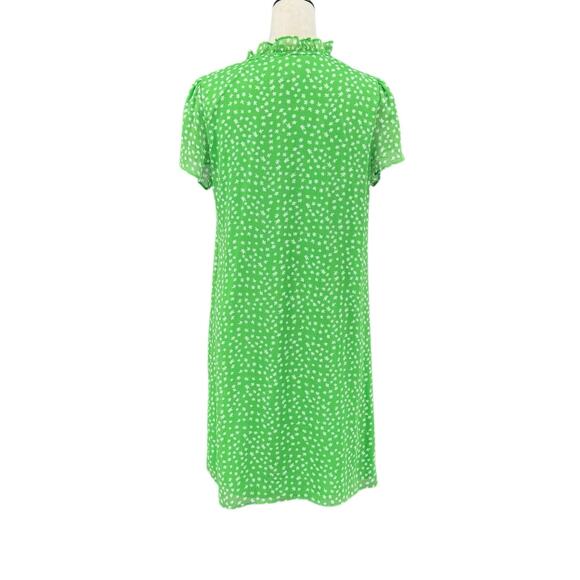 DKNY Green And White Short Flutter Sleeve Flowy Floral Shift Dress - Picture 3 of 11